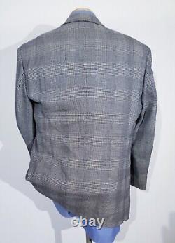 Vintage 40R Black white Geometric Tweed Double Breasted Sport Coat Jacket Blazer