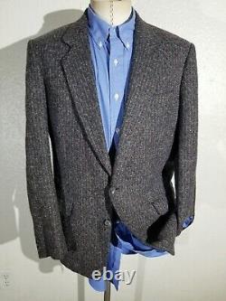 Vintage 40R GERMANY Atomic teal orange HAIRY WOOL Tweed Blazer Sport Coat Jacket