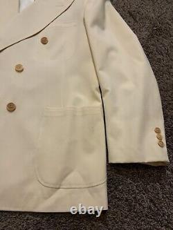 Vintage 40's Cream Tropical Wool Double-Breasted Suit Sports Jacket 42 dtd 1941