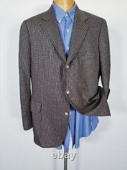 Vintage 44R BROOKS BROTHERS Blue Green Red Tooth Check Tweed Jacket Sport Coat