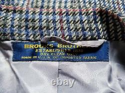 Vintage 44R BROOKS BROTHERS Blue Green Red Tooth Check Tweed Jacket Sport Coat