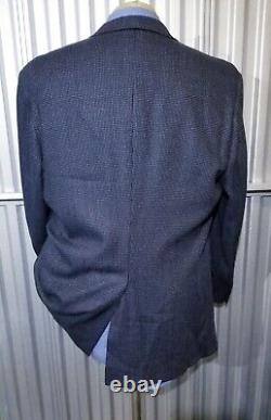 Vintage 46L Hickey Freeman orange Blue Green Dot Tweed Blazer Jacket sport Coat