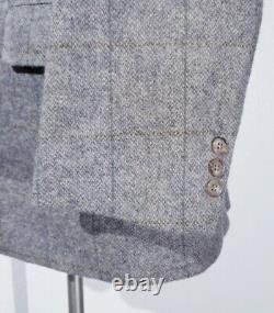 Vintage 48L Light Brown Windowpane Check Tweed WOOL Blazer Jacket sport Coat