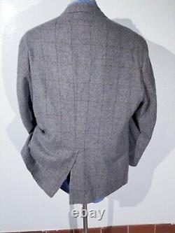 Vintage 48L Light Brown Windowpane Check Tweed WOOL Blazer Jacket sport Coat