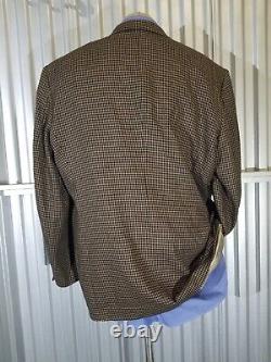 Vintage 50L LambsWool Brown White Tweed tooth check Blazer Sport Coat jacket