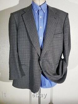 Vintage 52R Pierre Cardin Check Wool woven tweed Blazer Sport Coat Jacket brown