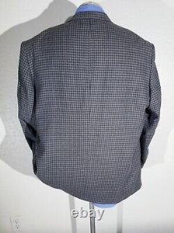 Vintage 52R Pierre Cardin Check Wool woven tweed Blazer Sport Coat Jacket brown