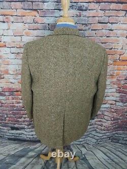 Vintage 70's Unbranded 46R Brown 3 Button Fleck 2 Piece TWEED Wool Suit 34X28