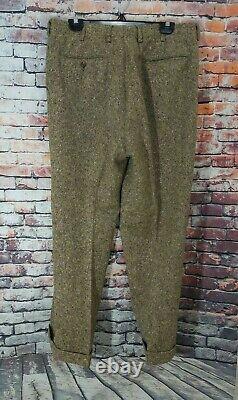 Vintage 70's Unbranded 46R Brown 3 Button Fleck 2 Piece TWEED Wool Suit 34X28
