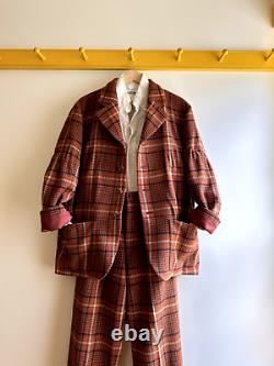 Vintage 80s ISSEY MIYAKE SPORT wool tweed womens pant suit plaid Tsumori Chisato