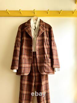 Vintage 80s ISSEY MIYAKE SPORT wool tweed womens pant suit plaid Tsumori Chisato