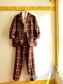 Vintage 80s ISSEY MIYAKE SPORT wool tweed womens pant suit plaid Tsumori Chisato