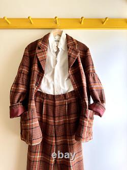 Vintage 80s ISSEY MIYAKE SPORT wool tweed womens pant suit plaid Tsumori Chisato