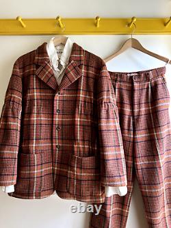 Vintage 80s ISSEY MIYAKE SPORT wool tweed womens pant suit plaid Tsumori Chisato