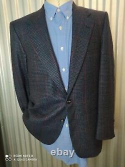 Vintage 80s Scotland Tweed 38R Blue Black Pink Check Blazer Jacket Sport Coat