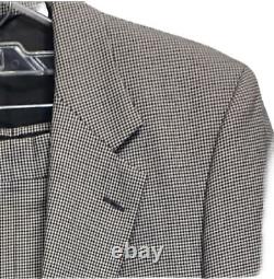 Vintage 90s Burberry Men's Wool Suit Small Houndstooth black white size 34 S