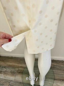 Vintage Albert Nipon Skirt Suit Formal Bow Peplum Jacket Polka Dot Ivory 4 EUC