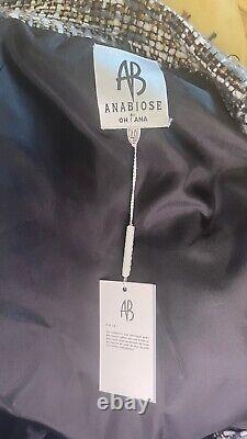 Vintage Anabiose Tweed Brown Skirt Suit With Fringe Trim Sz 42 (s) NWT