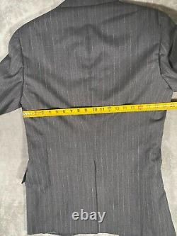 Vintage Arthur A. Adler Gray with White Stripes Wool Blend Suit 42T Pants 35x32