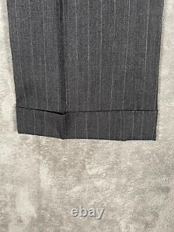 Vintage Arthur A. Adler Gray with White Stripes Wool Blend Suit 42T Pants 35x32