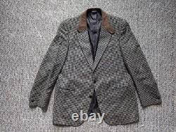 Vintage BURBERRY donegal TWEED blazer 42L houndstooth ENGLISH jacket HACKING