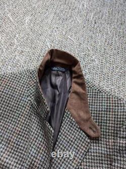Vintage BURBERRY donegal TWEED blazer 42L houndstooth ENGLISH jacket HACKING