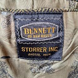 Vintage Bennett Jacket Blazer Mens 46L Green Herringbone 3 Button Roll Tweed