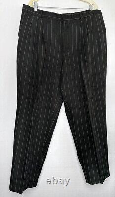 Vintage Black & White Pinstripe Double Breast Suit Size 51, MAFIA Gangster style