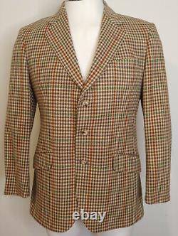 Vintage Bladen Supasax Brown Wool Plaid Tweed Blazer Jacket 40R Sporting