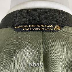 Vintage Botany 500 2 Piece Suit Mens 42R 38x32 Dark Green Plaid Heavy Flannel