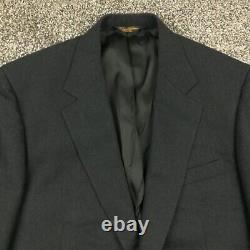 Vintage Brooks Brothers 44R Flannel Wool Micro Herringbone Suit Black Gray 38x28