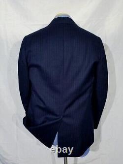 Vintage Brooks Brothers Navy Blue Flannel 2pc Suit Jacket Wool 43L Pant 32 x 33