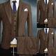 Vintage Brown Men Suit Tweed Peak Lapel 3 Piece Wedding Business Formal Slim Fit