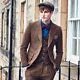 Vintage Brown Twill Tweed Men's Winter Jacket 3 Pieces Wedding Suits Custom Made