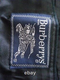 Vintage Burberry 40S Black Blue White Pin Dots Sport Coat Blazer Jacket Wool