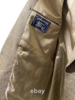 Vintage Burberry Blazer Mens 42R Silk Houndstooth Sport Coat Jacket 2 Button