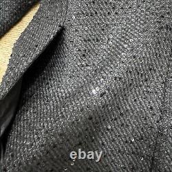 Vintage Chanel Jacket Shopgirl Womens 14 Blazer Black Hook & Eye Blazer Tweed