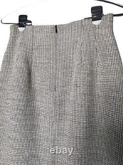 Vintage Christian Dior Women's Skirt Suit Silk Wool 6P Houndstooth Gold Buttons