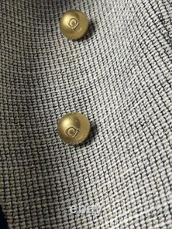 Vintage Christian Dior Women's Skirt Suit Silk Wool 6P Houndstooth Gold Buttons