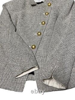 Vintage Christian Dior Women's Skirt Suit Silk Wool 6P Houndstooth Gold Buttons