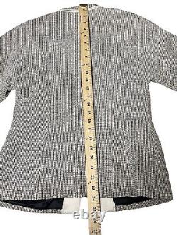 Vintage Christian Dior Women's Skirt Suit Silk Wool 6P Houndstooth Gold Buttons