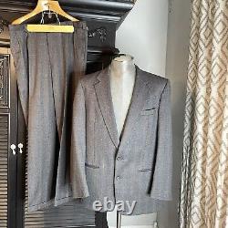 Vintage Dior Men's Suit Tweed Zigzag Wool Blazer 40R 36x31 Pants