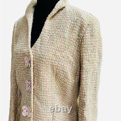 Vintage Escada Wool Tweed Suit Size 10 Pastel Yellow Mod Mad Men Vibes