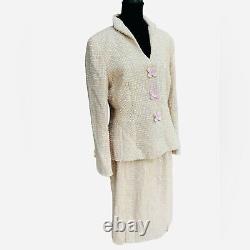 Vintage Escada Wool Tweed Suit Size 10 Pastel Yellow Mod Mad Men Vibes