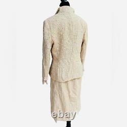 Vintage Escada Wool Tweed Suit Size 10 Pastel Yellow Mod Mad Men Vibes