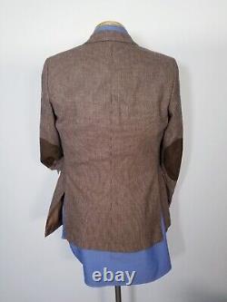 Vintage Galliani 36R Elbow Patch Brown Check Tweed Sport Coat Blazer Jacket