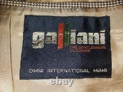 Vintage Galliani 36R Elbow Patch Brown Check Tweed Sport Coat Blazer Jacket