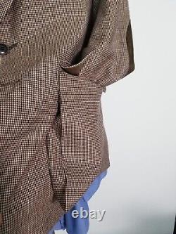 Vintage Galliani 36R Elbow Patch Brown Check Tweed Sport Coat Blazer Jacket