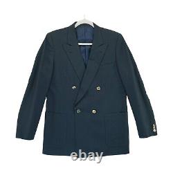 Vintage Gucci Italy 100% Wool Blazer Sport Jacket 50 R Navy Blue Gold Men's