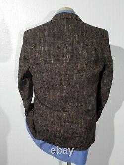 Vintage Guy Laroche Fleck Brown Black Nubby Tweed Sport Coat Jacket Blazer 38R